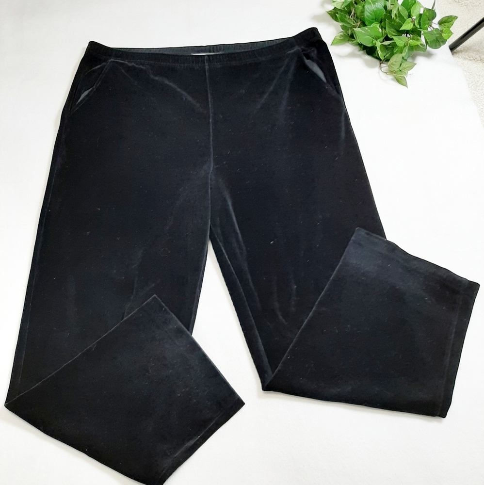 St. John Sport Black Velvet Elastic Waist Pants L - Picture 6 of 11